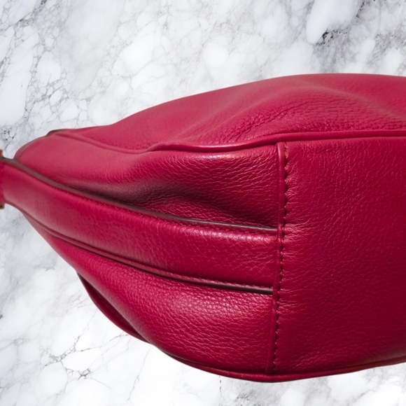 Tory Burch Amanda Red Leather Saddle Crossbody Bag Gold Logo NWT - Picture 12 of 14